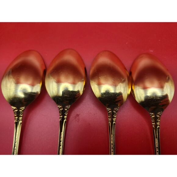 Set of 4 Golden Rexford Gold Electroplate Teaspoons 6.25” National Stainless - Picture 6 of 7